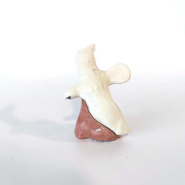 FIGURINE-White Bird Flying on Rock