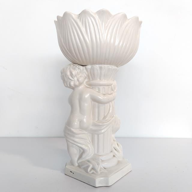 DECORATIVE DISH-Dish on Pedestal w/Boy Hugging Column