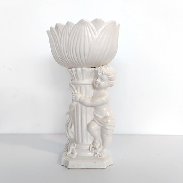 DECORATIVE DISH-Dish on Pedestal w/Boy Hugging Column