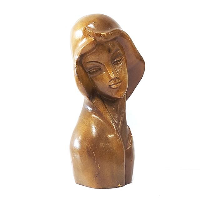 BUST-Vintage MCM Wooden Madonna Bust