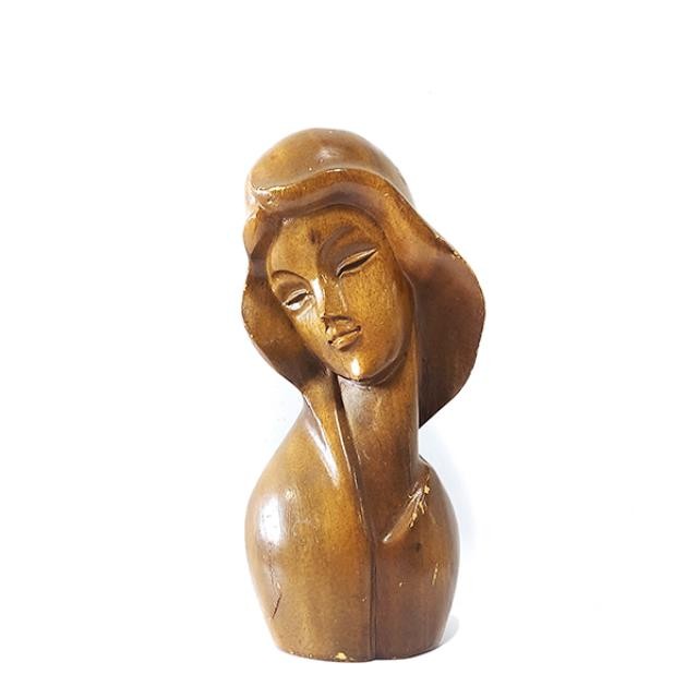 BUST-Vintage MCM Wooden Madonna Bust