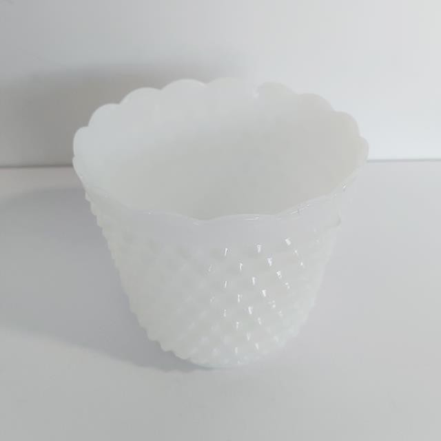 VASE-Scalloped Edge Milk Glass Vase