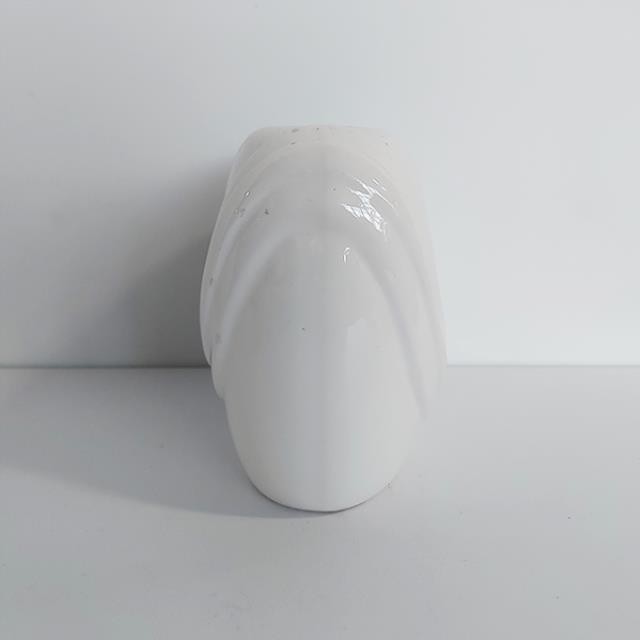 VASE-Oval Off White Vase w/Curved Lines