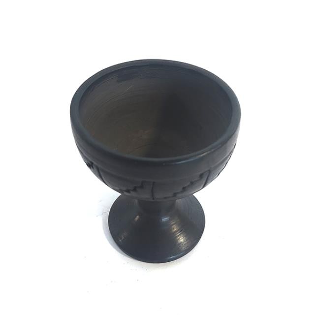 GOBLET-Small Black Decorative Goblet w/Carving