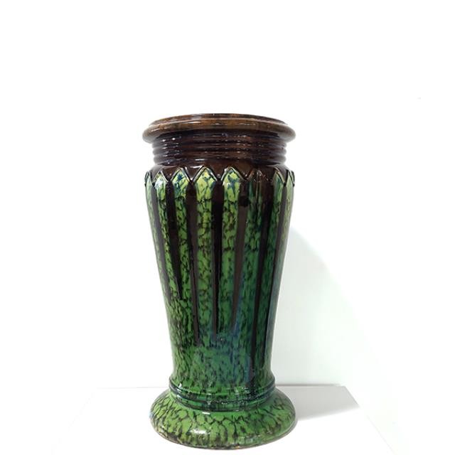 PEDESTAL-Decorative Green & Brown Ceramic Plant Stand