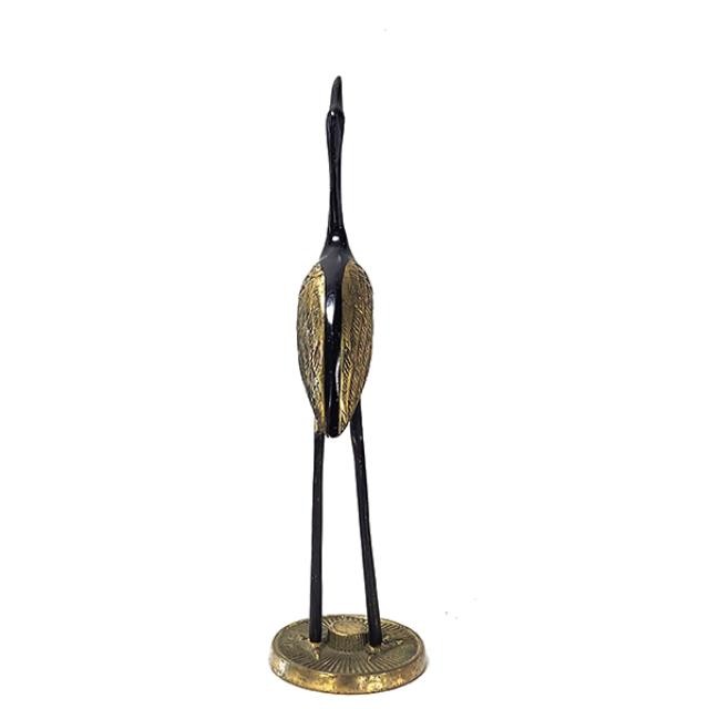 FIGURINE-Mid Century Modern Vintage Brass Heron Edget on Base