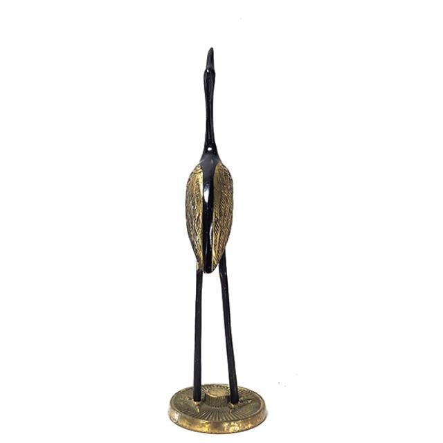 FIGURINE-Mid Century Modern Vintage Brass Heron Edget on Base