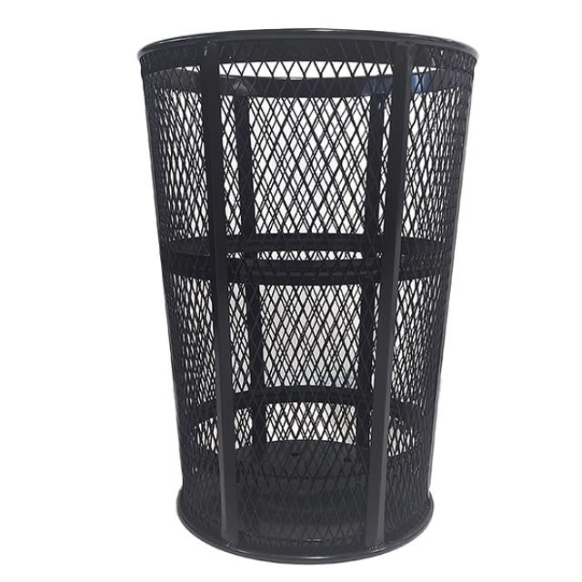 GARBAGE CAN-Outdoor Industrial Black Mesh Trash Can