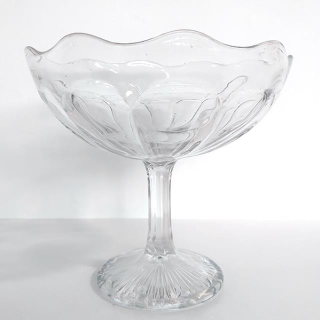 CANDY DISH-Clear Thumb Pressed Glass w/Scalloped Edge