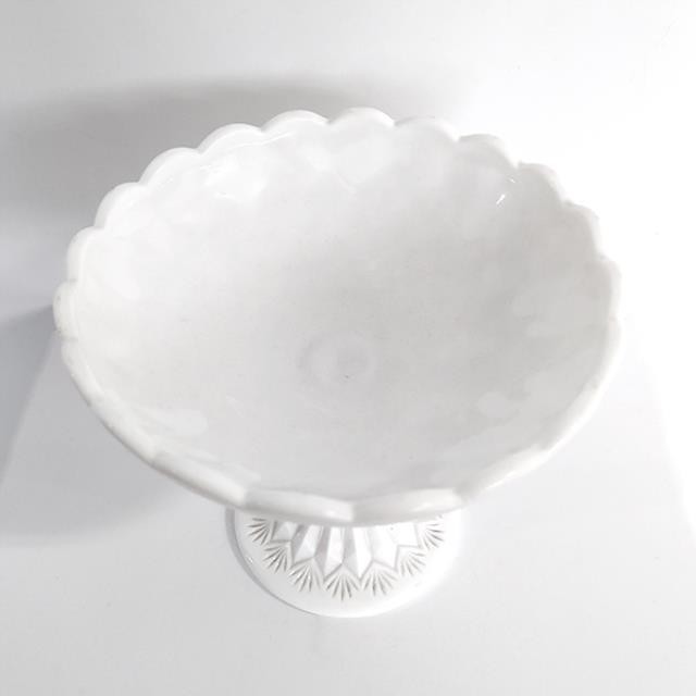 CANDY DISH-White Hobnail Milk Glass on Pedestal