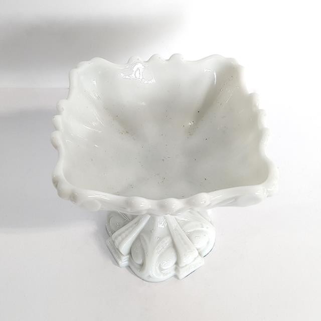 CANDY DISH-Square Filigree Milk Glass Dish