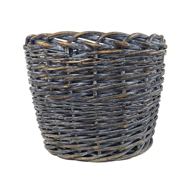 BASKET-Distressed Blue Round Basket