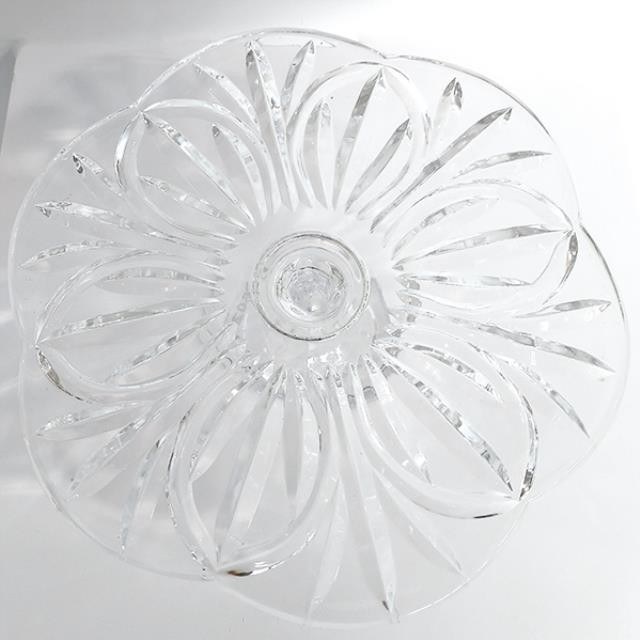 CAKE STAND-Vintage Clear Petal Shaped Thick Glass