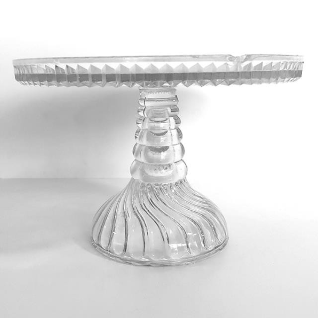CAKE STAND-Cut Glass Floral Pattern w/Extended Lip Plate