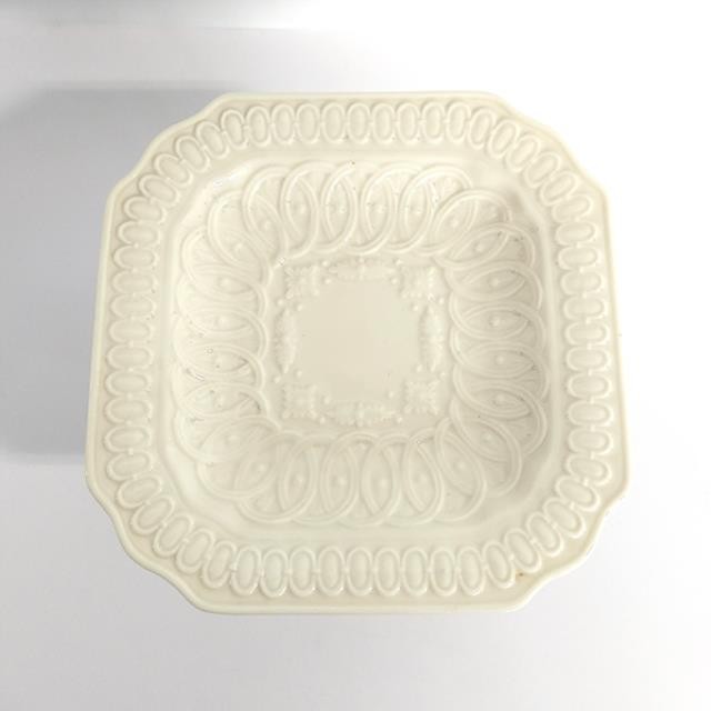 PASTRY DISH-Square Milk Glass Dish