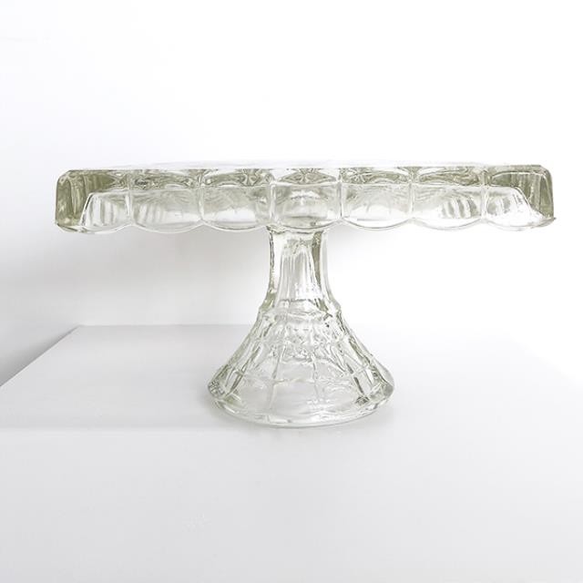 CAKE STAND-Square Glass Thumb Pressed Stand