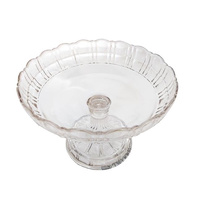 CANDY DISH-Glass Compote w/Scalloped Edge