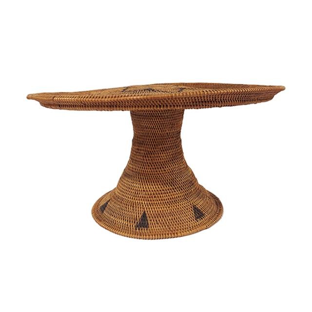 CAKE STAND-Woven Rattan w/Black Accents