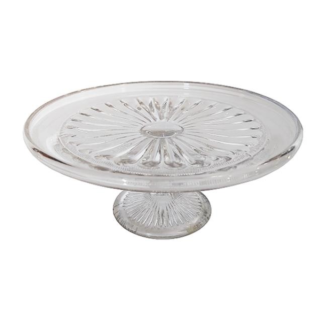 CAKE STAND-Glass w/Floral Inlay