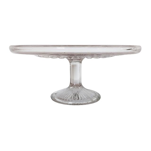 CAKE STAND-Glass w/Floral Inlay