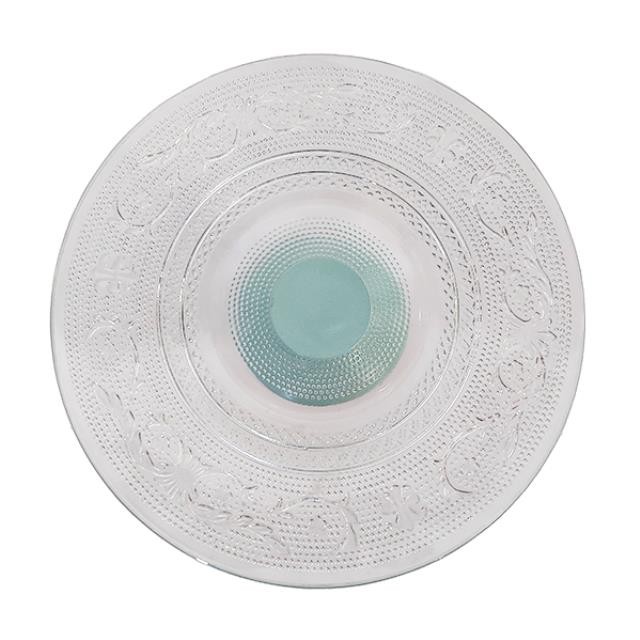 CAKE STAND-Cut Glass w/Light Blue Pedestal