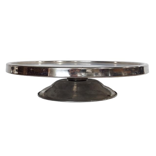 CAKE STAND-Short Chrome Metal Cake Stand