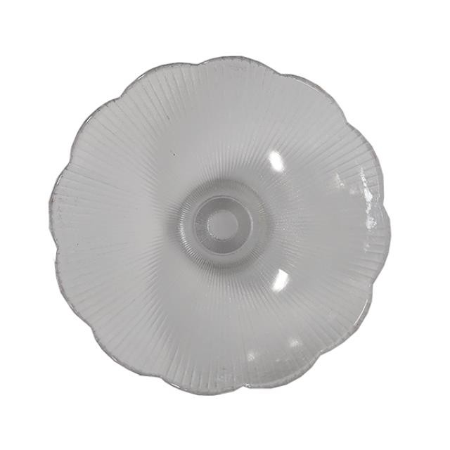 DECORATIVE BOWL-Frosted Glass w/Scalloped Edge-On Pedestal