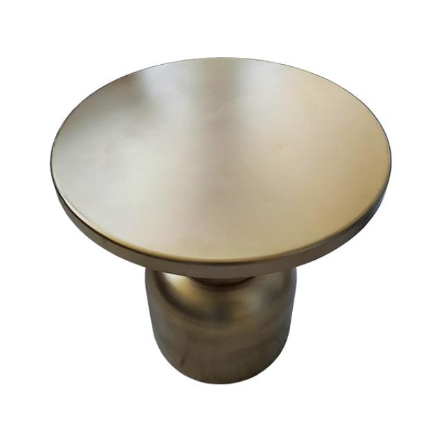 SIDE TABLE-Contemporary Round Antique Brass w/Pedestal Base