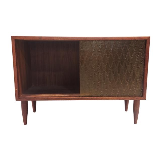 SMALL CABINET-Wooden w/(2)Diamond Patterned Sliding Doors