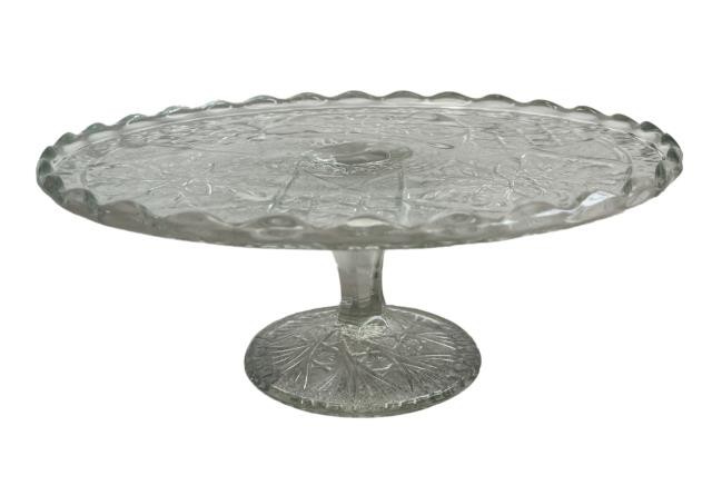 CAKE STAND-Cut Glass Floral Pattern