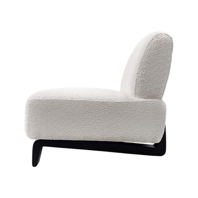 MODERN CHAIR-Armless White Nubby Fabric & Black Base