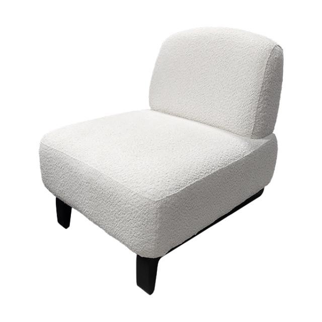 MODERN CHAIR-Armless White Nubby Fabric & Black Base