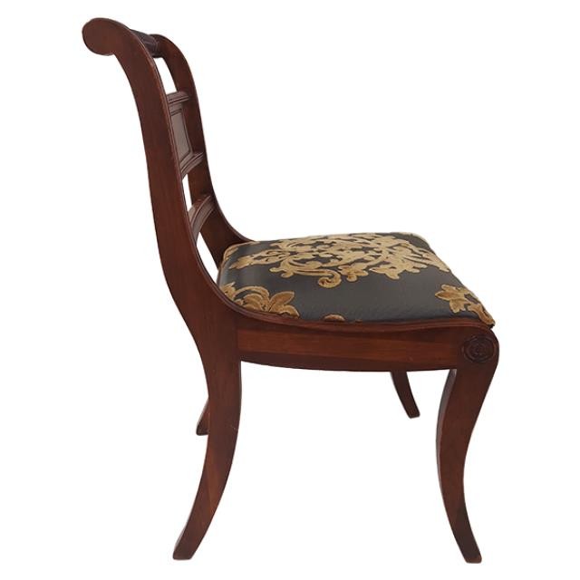 SIDE CHAIR-Regency Chair w/Spindle Bar Top & Damask Pattern