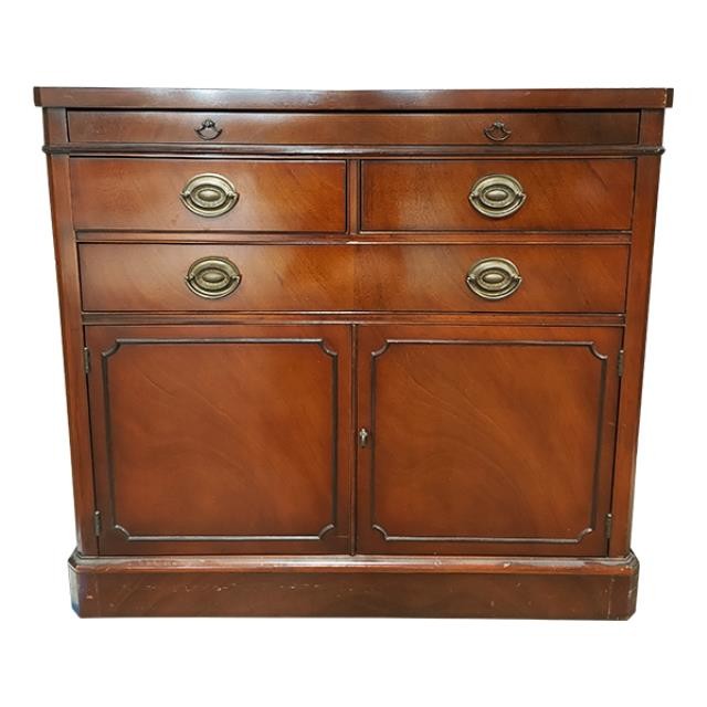 CABINET-Vintage Mahogany Server w/Brass Accents