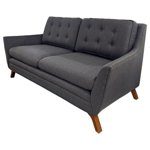 SOFA-MCM Charcoal Grey Sofa W/Tufted Back Cushion