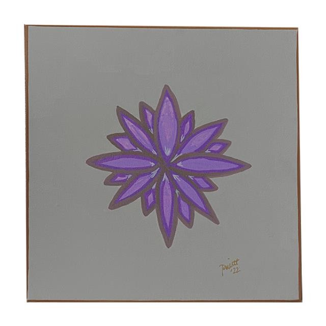 ACRYLIC ON CANVAS-Purple Flower W/Grey Background