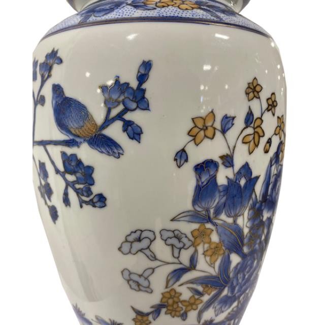 TABLE LAMP-Blue & White Asian Floral