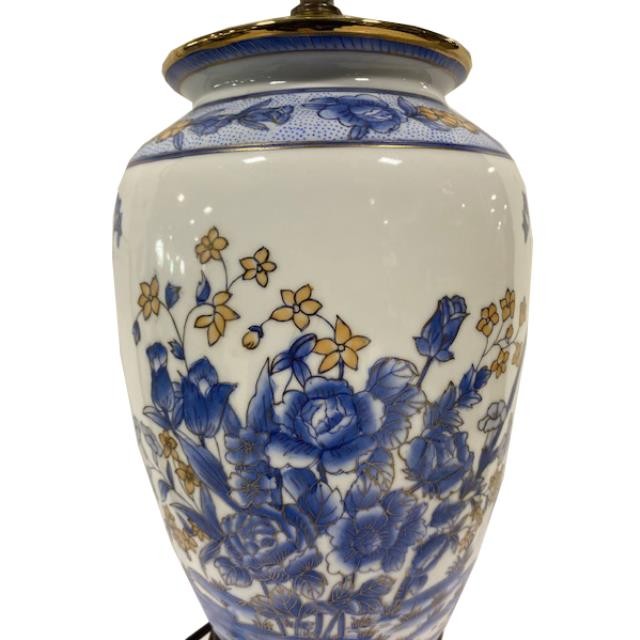 TABLE LAMP-Blue & White Asian Floral