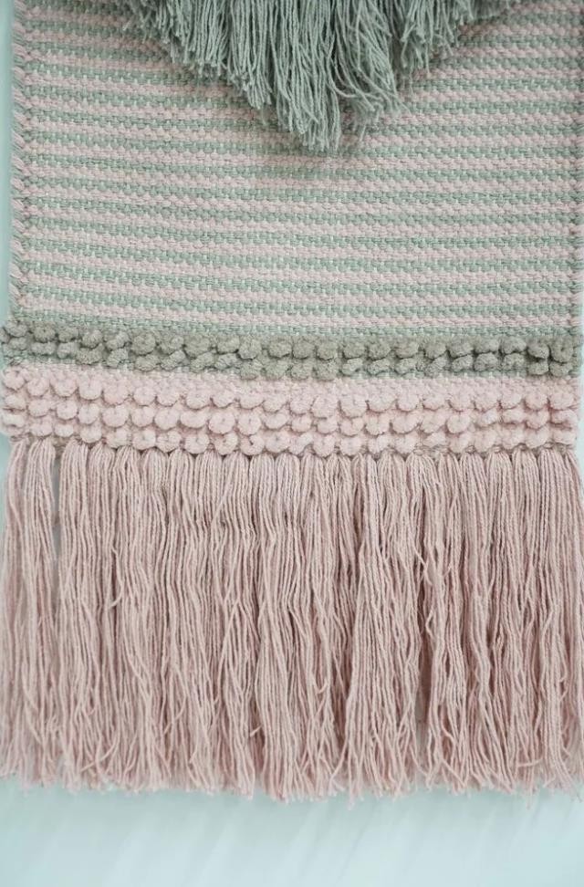 WALL TAPESTRY- Macrame | Pink & Gray | Fringe