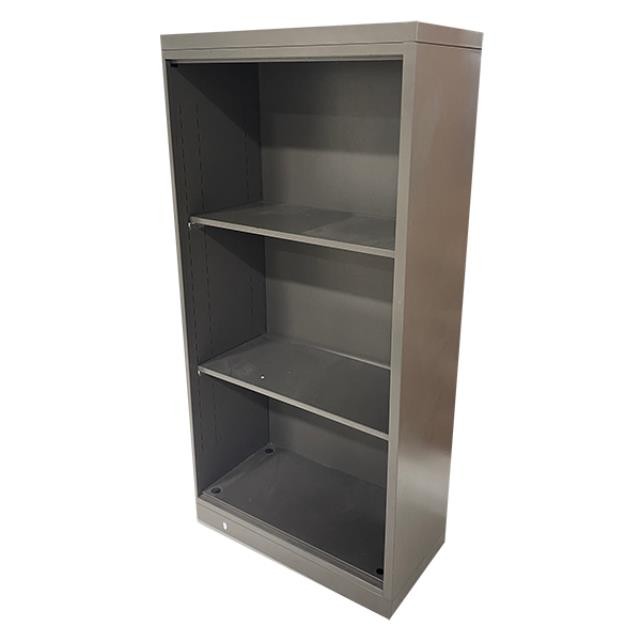 BOOKCASE-Gray Metal (3) Shelf Bookcase