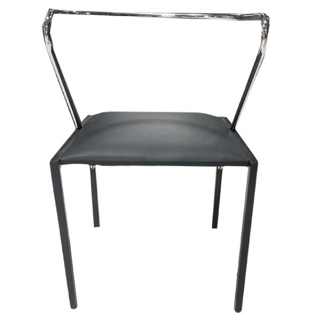 ARM CHAIR-Angled Chrome Arm/Back w/Black Square Seat