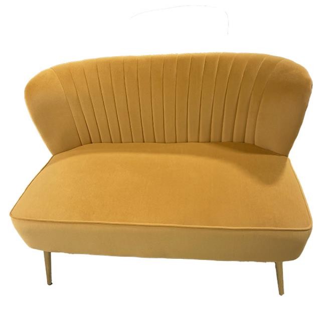 LOVESEAT-Mustard Color Velvet | Channel Back w/Gold Legs