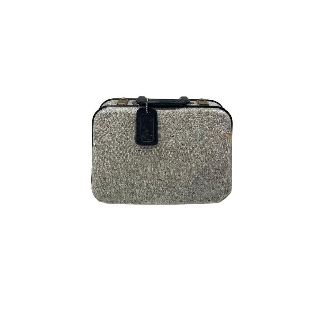 MAKE UP CASE-Faux Gray Tweed Toiletry Travel Case