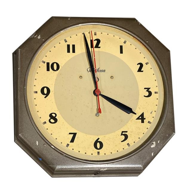 WALL CLOCK-Vintage Large Art Deco Telechron Octagon Clock