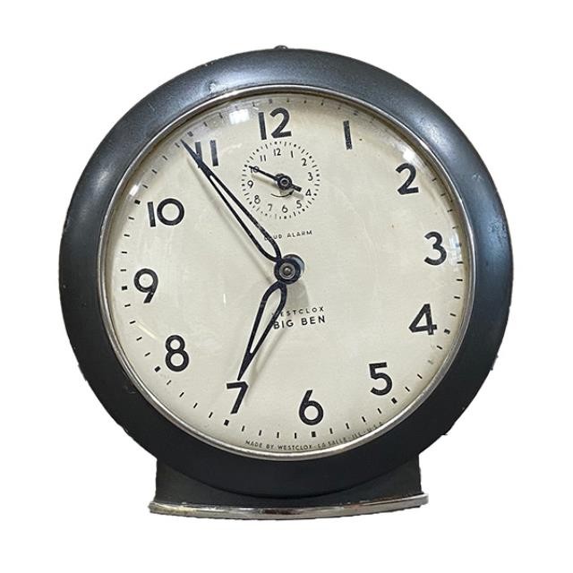 ALARM CLOCK-Vintage Westclox Big Ben Black & White Clock