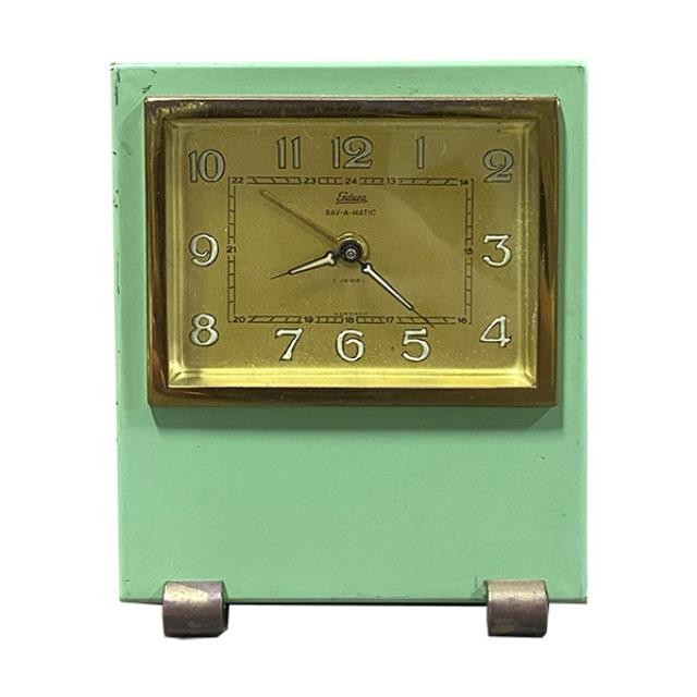 ALARM CLOCK-Vintage Endura Mint Green Clock w/Gold Detail