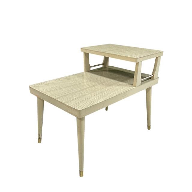 SIDE TABLE-Cream Laminate w/Small Lamp Shelf