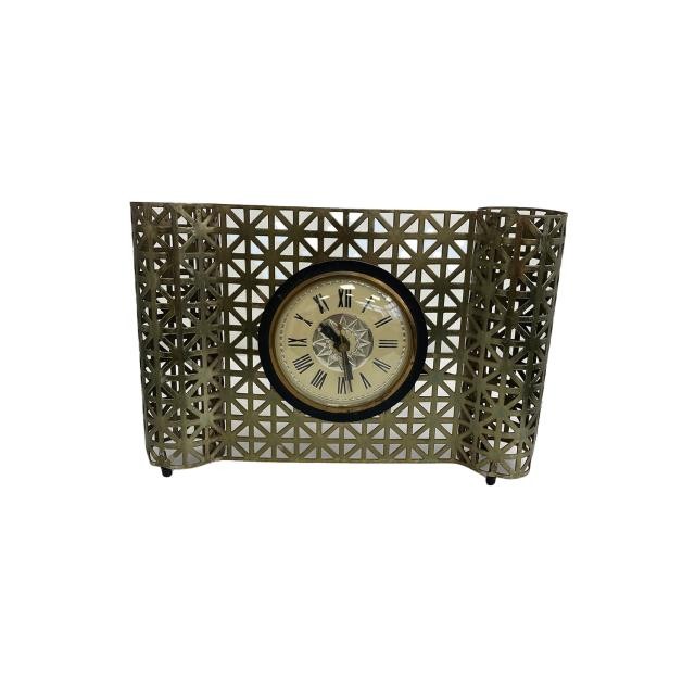 CLOCK-Vintage Art Deco "Bilt Rite" Mesh Lattice Brass