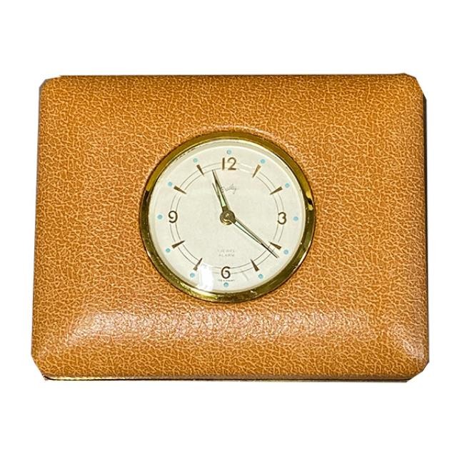 ALARM CLOCK-Bradley Brown Leather w/Storage Compartment