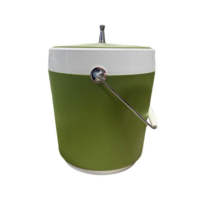 ICE BUCKET-Vintage West Bend Avocado Green w/White Detail Bucket